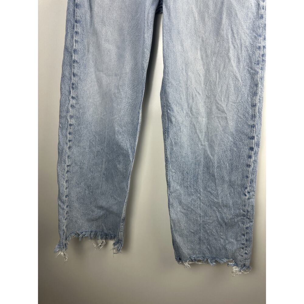 Reformation Wilder High Rise Wide Leg Cropped Jeans Raw Hem Rigid Denim Size 28 - Picture 10 of 14